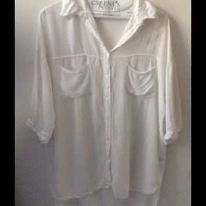 Brandy Melville White Chiffon Button Down Shirt