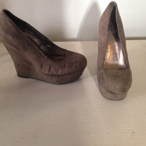 Grey suede wedges