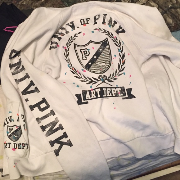 White vs pink zip hoodie