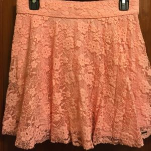 Hollister pink lace skater skirt