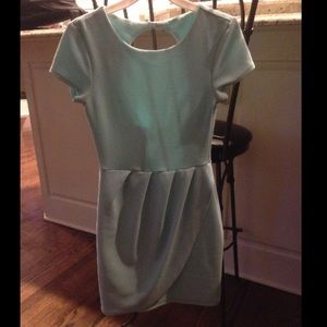 Light blue tight, but flattering dress