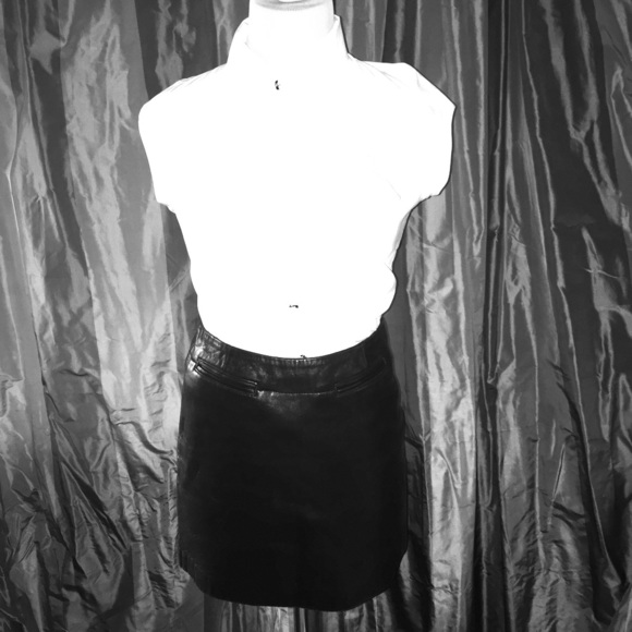 Vintage DKNY black leather skirt