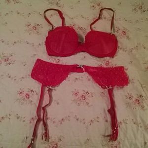 Victoria's Secret Balconet and garter belt set.