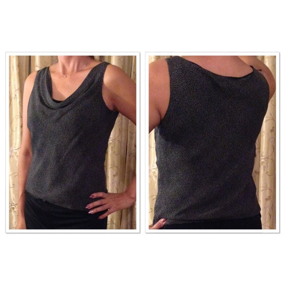 Black/White Cowl-Neck Sleeveless Top