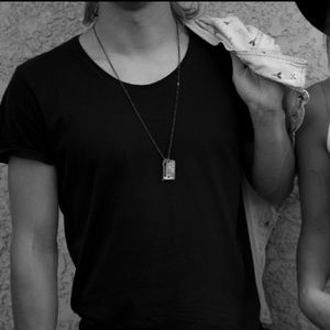 Men's dog tag necklace.