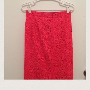 A.L.C hot pink and red lace pencil skirt