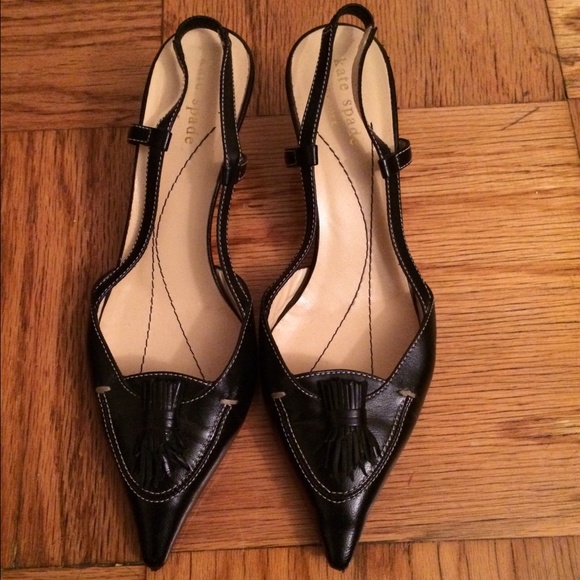Kate Spade Slingback Tassel-Adorned Kitten Heels