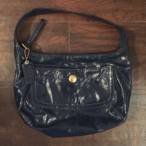 COACH Midnight Blue Patent Leather Ergo Hobo