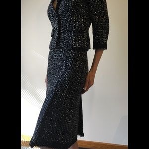 EXPRESS DESIGN STUDIO BLACK&WHITE WOOL BLEND SUIT