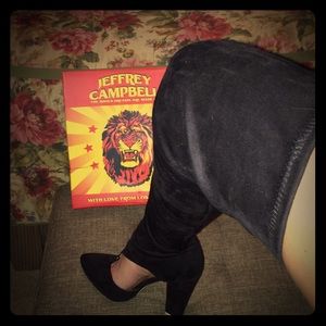 Black suede Avril thigh high heel boots