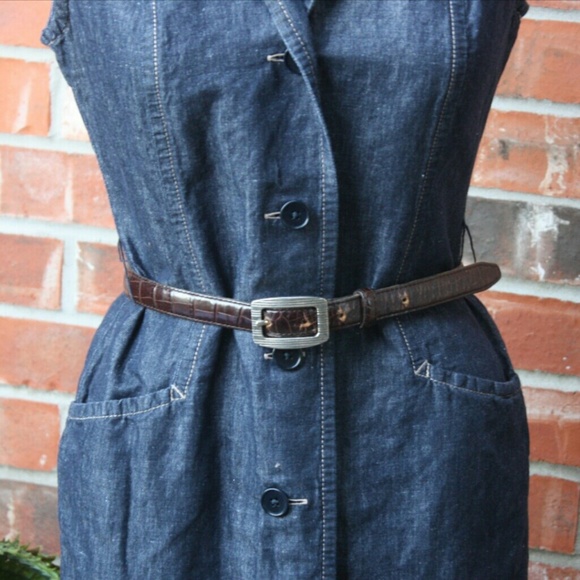 ❌SOLD Talbots Denim Sleeveless Belted Dress - Picture 2 of 4