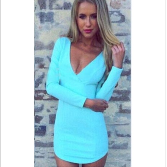 baby blue long sleeve dress mini