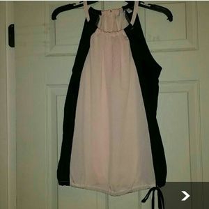 NWOT Pink and Black Chiffon Tank