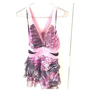 XOXO lilac print top with cross back