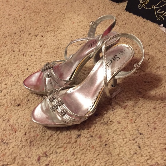 fancy silver heels