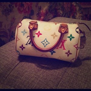 LOUIS VUITTON Multicolor Mini Sac Speedy Bag White