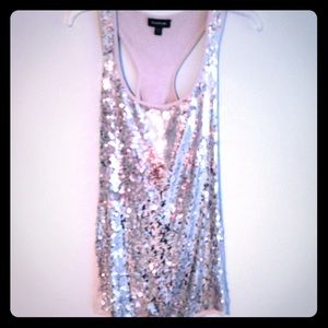 Bebe Sequin Silver Dress