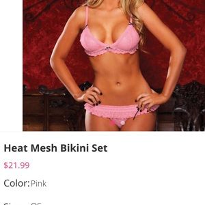 Pink mesh hustler lingerie set