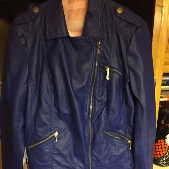 Blue patent leather jacket