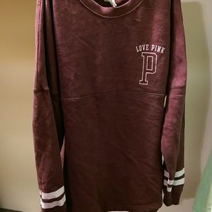 Pink varsity crew neck