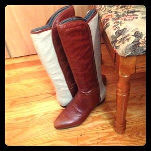 BNWOB Enzo Angiolini Cognac Leather/Textile Boots