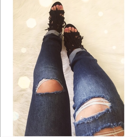 Black Fringe heels
