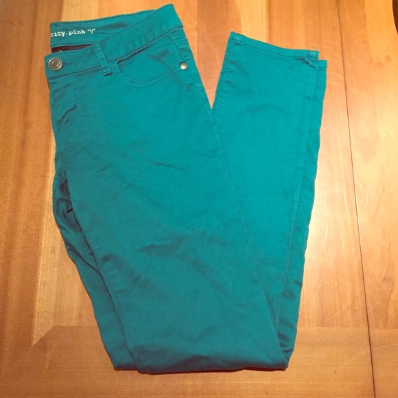 Teal skinny jeans