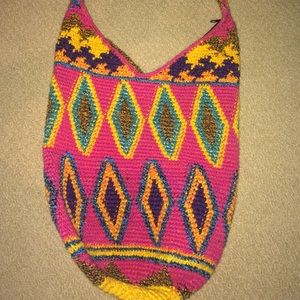 crocheted colorful cross body