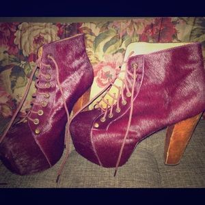 Jeffrey Campbell Lita fur lace up bootie