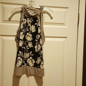 Tan and black sleeveless top