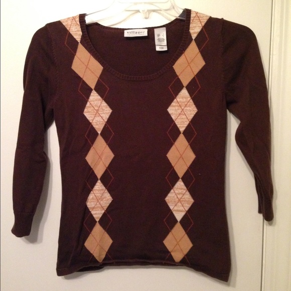 Argyle 3/4 sleeve sweater