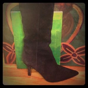 Via Spiga Black Suede Tall Boots 9.5