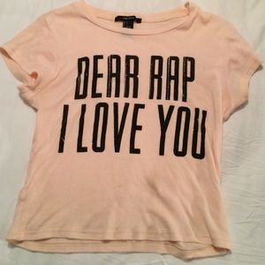 "Dear Rap I Love You" light pink crop top