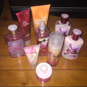 Bath and body lotions, perfume and body wash
