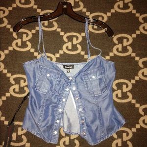 Denim Snap Front bebe Top