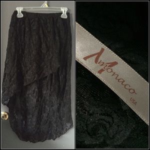 Black lace hi-lo skirt