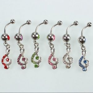 🎼 New Royal BLUE Music Note Clef Belly Ring