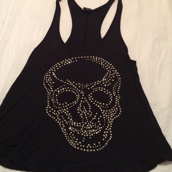 Black and gold skull tank top