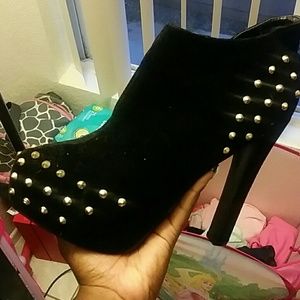 Black studded booties