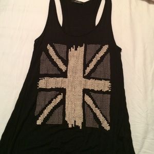 Black and cream British flag tank top