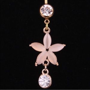 Gold Plated Beige Opal Flower 🌸 Navel Belly Ring