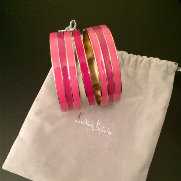 Neiman Marcus Pink Multi Color Enamel Bangles