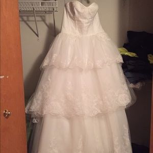 Ivory Layered Wedding Dress + Sparkle Embroidery.