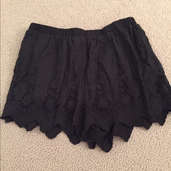 Black Patterned Shorts
