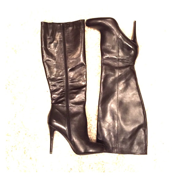 Aldo Knee High Black Heeled Boots
