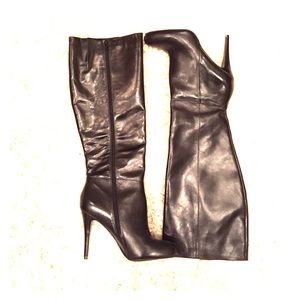 Aldo Knee High Black Heeled Boots