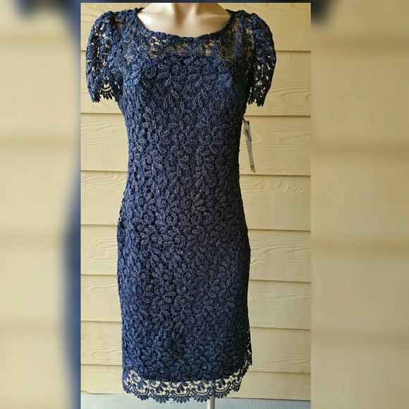 Betsy and Adam Dresses & Skirts - 🆕BETSY & ADAM LACE OVERLAY BLUE/METALLIC DRESS
