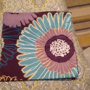 Purple flower shower curtain with  shower hooks