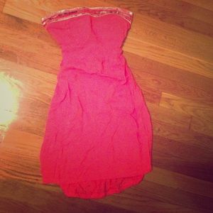 Strapless peach summer dress