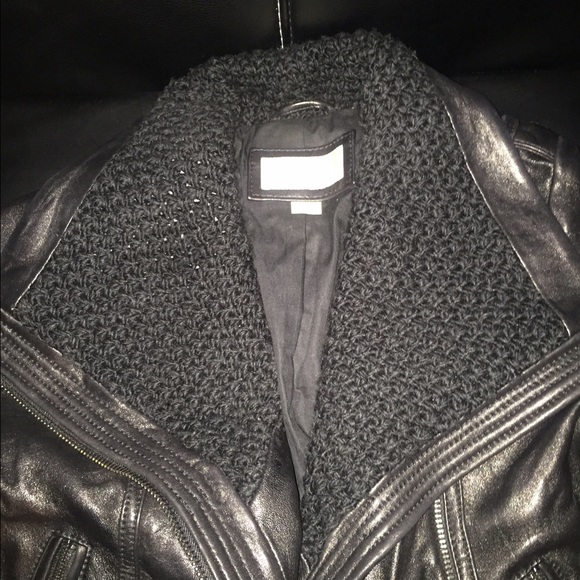 Michael Kors Cable knit Leather Moto Jacket - Picture 2 of 4
